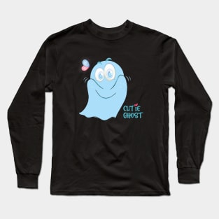 Cute funny ghost halloween with butterfly Long Sleeve T-Shirt